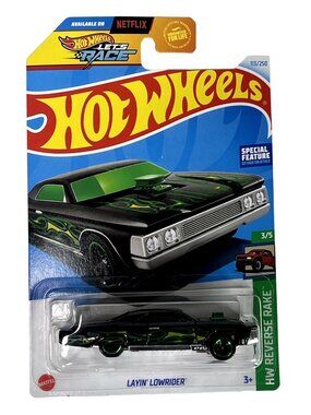 Hot Wheels Layin Lowrider Black Green Flames 2024 Diecast NOC